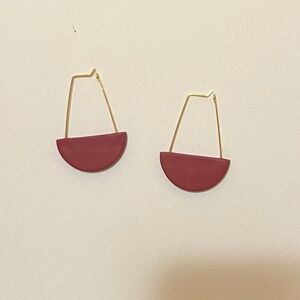 Hanging earrings, red half moons